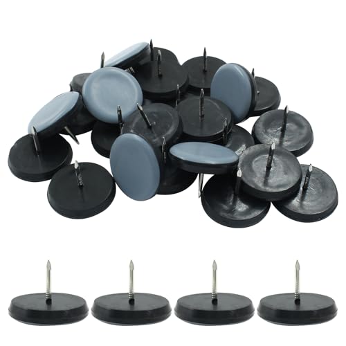 Bivethoi 1-1/4" Nail on Furniture Sliders (24 Pack) - Heavy Duty PTFE Chair Leg Slider Glide Wooden Furniture Movers - Easy & Safe Floor Protector, Grey - size: 1-1/4 inch, Round