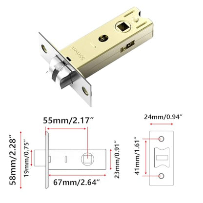 Qrity 1 PCS Tubular Latch 55mm Tubular Door Latch, Tubular Mortice Latch for Lever Door Handles Internal Door Handles - size: 55mm
