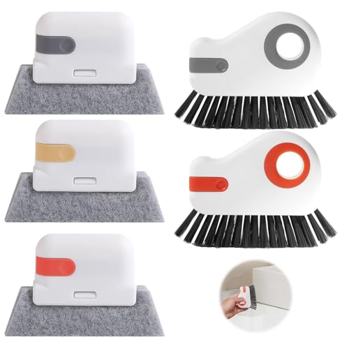 2 Pcs 2 in 1 Window Track Cleaner, Groove Cleaner Brush, Effective Window Sill Cleaner Tool Perfect for Sliding Door Tracks and Glass Door Grooves for Home Bathroom Kitchen Use (5 PCS) - color: 5 Pcs