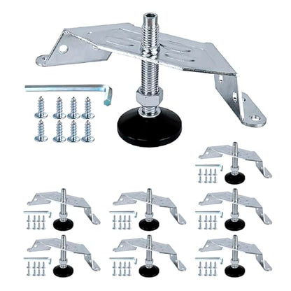 POWERTEC Corner Leveling Feet 8PK, Heavy Duty Adjustable Corner Bracket Levelers with Nylon Foot for Cabinets, Vanities, Furniture & Shelves (71157-P2) - size: Set of 8, style: Corner leveling feet