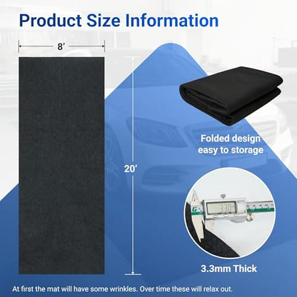 FLEXIMOUNTS 20x8 Ft Extra Large Garage Floor Mat - Waterproof Oil Absorbent Surface, Stay-in-Place Garage Flooring Roll for Under Car (Includes Double Sided Tape) - size: 20' x 8'