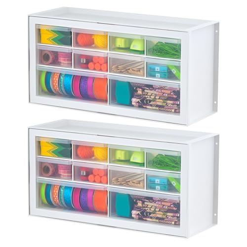 IRIS USA Small Plastic Storage Drawers, Made in USA, 10-Drawer Organizer (2 Pack), Stackable Teacher Toolbox for Crafts, Beads, Screws, Building Bricks, Drink Mix & Water Flavor Packets – White - color: White, size: 10 Drawer - 2 Pack