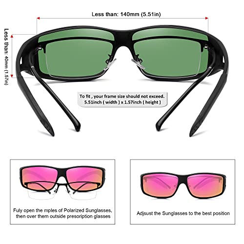 MEETSUN Fit Over Glasses Sunglasses for Men Women,Wrap Around Sunglasses Polarized UV400 Protection - color: (Z1)matte Black Frame-purple Mirror Lens