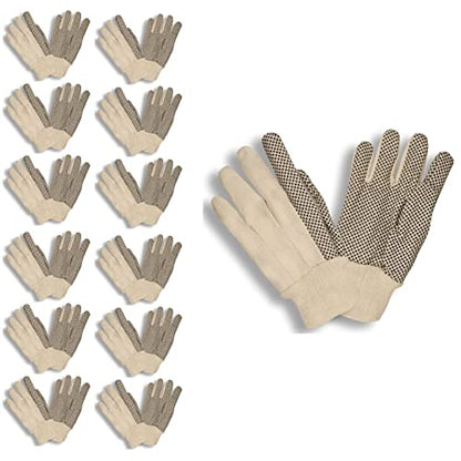 Cordova 2610XL Medium Weight Gloves, Cotton Canvas, Black PVC Dots, Knit Wrist, X-Large, 12-Pack - size: X-Large