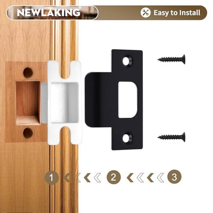 T-Shape Matte Black Door Strike Plate for Door Frame Repair Kit, 2-1/8'' Hole Spacing, 1 Pack - color: Matte Black