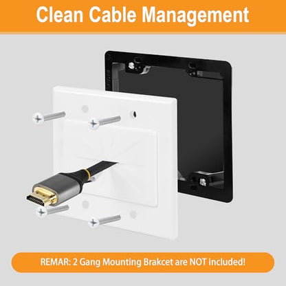 2 Gang Wall Plate White 2 Pack, Silicone Cable Pass Through Wall Plate for Power Cable, Audio Video and Ethernet Cable, Speaker Wire Management - color: 2 Gang Wall Plate, White, 2 Pack