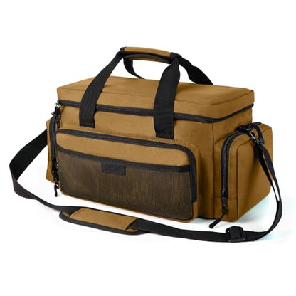 VJI Heavy Duty Tool Bag with Multi-Pockets, Portable Storage Bag with Large Zipper, Carrying Toolbag with Adjustable Shoulder Strap and Ergonomic Handle, Repairman, Carpenters, Handyman, Khaki - color: Khaki