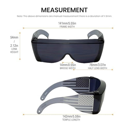 Calabria 3000 Fitover Safety Glasses with Uni-Lens – [Smoke Grey USA] Wrap Around Eye Protection | Anti-Fog Scratch Resistant | Protective Eyewear - color: Smoke Grey Usa