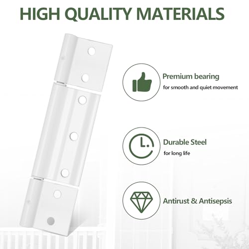 Storm Door Hinges Replacement fits for Larson White Screen Door Hinges, 1/8 inch Grooved Center Extruded Aluminum Door Hinge Kit 3 Pack