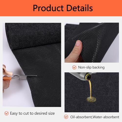 Oil Spill Mat, 48×72 Inch Garage Floor Mat for Under Car, Waterproof, Reusable Washable Premium Oil Absorbent Pads Protects Floor from Oil Drips and Spills, Non-Slip, Black (48" x 72") - size: 48" x 72"