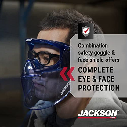 Jackson Safety GPL Series Safety Goggles with Detachable Flip-Up Face Shield - Anti-Fog Goggles for Men and Women, Fits Over Glasses - ANSI Z87.1 - Clear Lens - style: Clear Lens