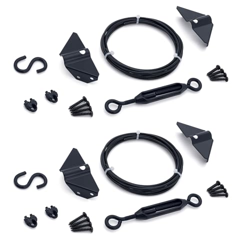 Durable Anti Sag Gate Kit for Wooden Fence, Anti-Sag Gate Support Cable Kit in Zinc, Anti-Sagging Fence Gate Kit Steel Gate Hardware, Wood Door Repair Kit for Outdoor, Gate Frame Kit Black, 2 Pack - color: Black, size: 2 Pack