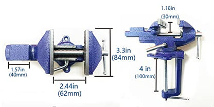 Dual-Purpose Combined Bench Vise or Table Vise, multifunctional jaw, Universal Rotate 360° Work Clamp-On Visewith Quick Adjustment, 3.3" Blue - style: 3.3" Blue