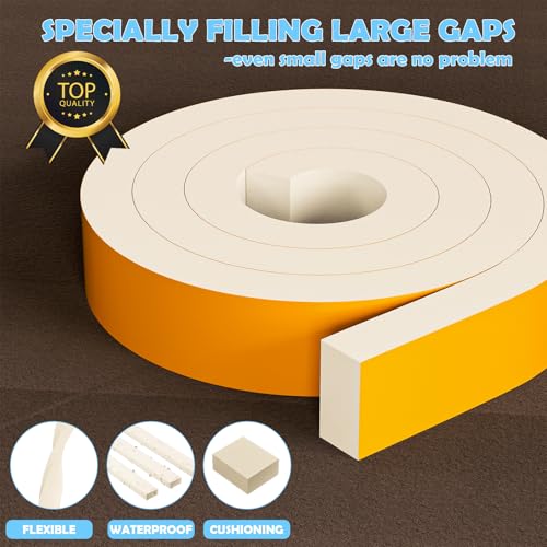 1"×2" EVA Foam Strips with Adhesive Weather Stripping Tape Larger Foam Weather Stripping Strip for Large Gap Insulation (1"×2",13FT,White) - color: White, size: 13ft (2"×1")