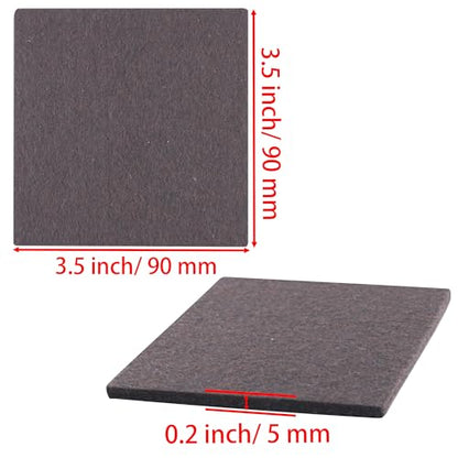 3.5inch Square Felt Furniture Pads, 16Pcs Self Adhesive Cuttable Felt Furniture Leg Pads Floor Protectors Furniture Sliders for Hardwoods Floors, Brown - size: 3.5x3.5inch