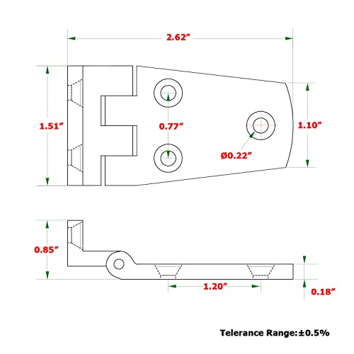 Atibin Hardware Deck Marine Hinge Boat Mirror Stainless Steel Hinge Marine Heavy Polished Hatch Boat Hinges Offset SUS316 2.62 inch x 1.51 inch 2pcs - color: 2.62 inch x 1.51 inch 2pcs