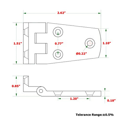 Atibin Hardware Deck Marine Hinge Boat Mirror Stainless Steel Hinge Marine Heavy Polished Hatch Boat Hinges Offset SUS316 2.62 inch x 1.51 inch 2pcs - color: 2.62 inch x 1.51 inch 2pcs