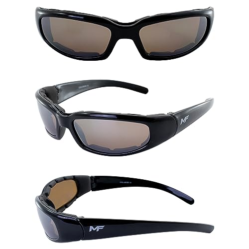 MotoFrames MF Chill Padded Motorcycle Sunglasses Black Frame w/Driving Mirror Lens