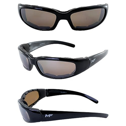 MotoFrames MF Chill Padded Motorcycle Sunglasses Black Frame w/Driving Mirror Lens