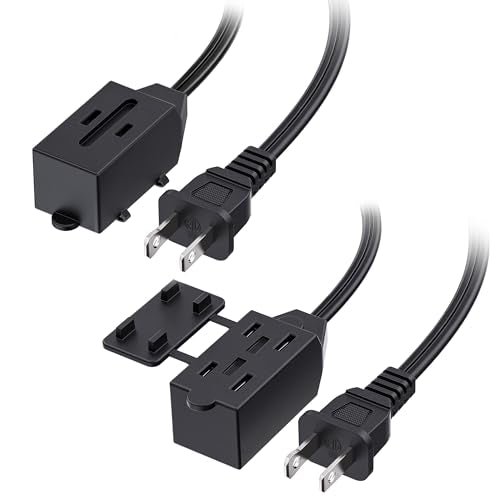 [ETL Listed] Cable Matters 2-Pack 16 AWG 2 Prong Long Extension Cord 15 ft, 13A 3-Outlet Extension Cords with Tamper Guard, 13 Amp, 1625 Watts, Black - color: Black, size: 15 ft