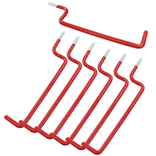 10 Pcs Screw in Ladder Hook Red Screw-in Garage Hooks 19.2cm/7.56" Wall Mounted Hooks for Hanging Ropes, Ladder, and Folding Chair - color: Red