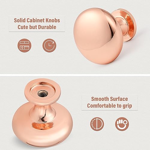 Probrico 5 Pack Single Hole Cabinet Knobs, Modern Style Drawer Pulls Rose Gold Knobs for Kitchen Bedroom Bathroom, Dresser Knob Furniture Handle Hardware - color: Rose Gold
