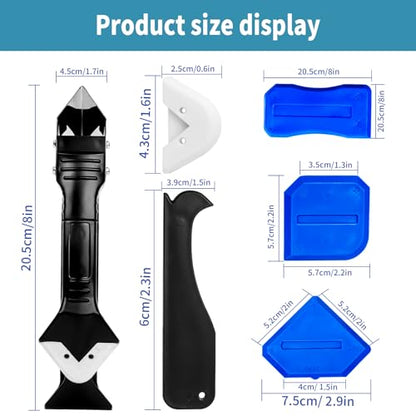 Silicone Caulking Tool Kit，Glass Glue Angle Scraper,Floor Glue Scraper， Caulk Remover Tool, Stainless Steelhead Caulk Remover and Sealant Scraper, Caulk Remover for Kitchen，Bathroom，Window，Joint,