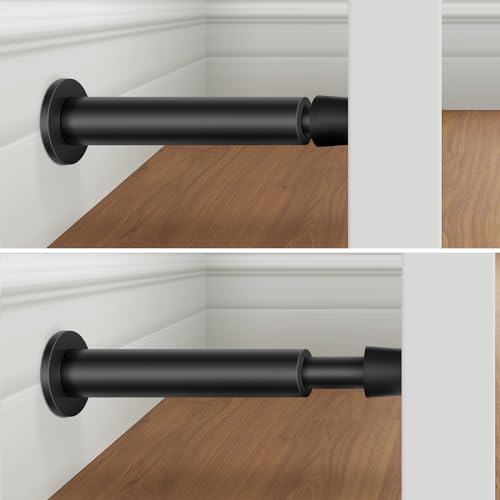 KOLAKO Door Stoppers for Wall, 4.4 Inch Black Door Stops, Spring Loaded, Door Stopper Wall Protector with Rubber Bumper Tip, Flexible Doorstop for Bottom of Door - color: Black, size: 4.4 Inch - 1 Pack