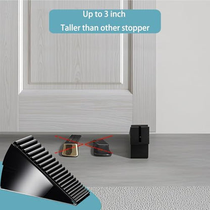 2 Pack Heavy Duty Door Stop, Strongest Tall Door Stopper Up to 3 inch, Built-in Spring Door stoppers for Bottom of Door, Large Rubber Door Stopper Wedge for Any Gate Gap