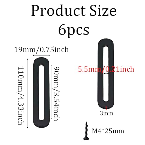 6PCS 110mm/4.33” Adjustable Flat Mending Plate with Slot, Black Stainless Steel Straight Brace Brackets, Flat Fixing Support for Wood Furniture DIY Repair Connector with Screws - size: 110mm/4.33”