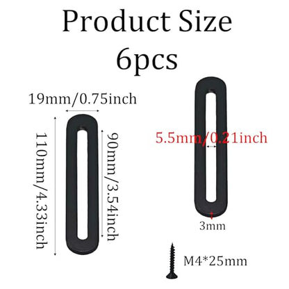 6PCS 110mm/4.33” Adjustable Flat Mending Plate with Slot, Black Stainless Steel Straight Brace Brackets, Flat Fixing Support for Wood Furniture DIY Repair Connector with Screws - size: 110mm/4.33”
