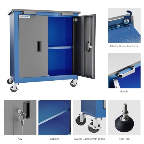 LARBANKE Tool Chest with Wheels and 4 Pad Feet,Tool Chest with 2 Doors and Adjustable Shelves,Lockable Steel Chest for Garage,Home and Office,can be Combined to Large Cabinet Set - style: 2 Door Rolling Tool Chest