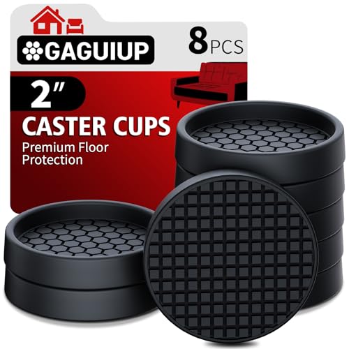 Non Slip Furniture Pads - 2" Anti Skid Caster Cups, 8PCS Round Black Silicone Furniture Coasters for Hardwood Floors, Anti Slide Furniture Cup Bed Couch Floor Protectors - size: 2" 8pcs Black
