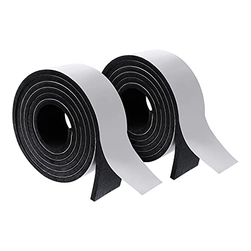High Density Foam Tape - 2'' x 1/4'' x 6.5Ft (2 Rolls) Weatherproof Adhesive Prevent Condensation Heat Resistant Weather Stripping Easy to Cut & Install & Remove for Car Doors Pipes Windows - color: White, size: 2in X 1/4in X 6.5Ft(2 Rolls)