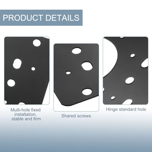 uxcell Cabinet Hinge Repair Plate, 2 Set 90mm/3.54" Stainless Steel Kitchen Cupboard Door Hinge Repair Plate Kit Includes Fixing Screws for Wooden Kitchen Cabinet Doors, Black - color: Black