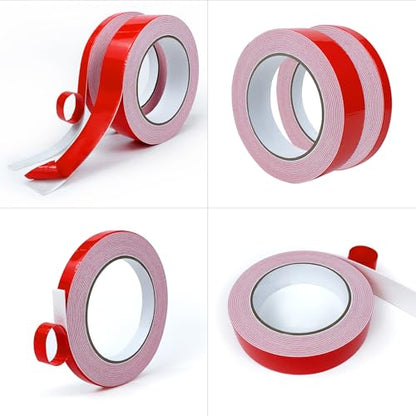 MOJOTORY Double Sided Foam Tape, Super Strong Holds Firmly, Shock Absorption, Easy Peel Red Liner, No Residue Mounting Tape for Lightweight DIY, Pictures & Home Decor (1 in x 16.5 Ft) - size: 1.0In x 16.5Ft