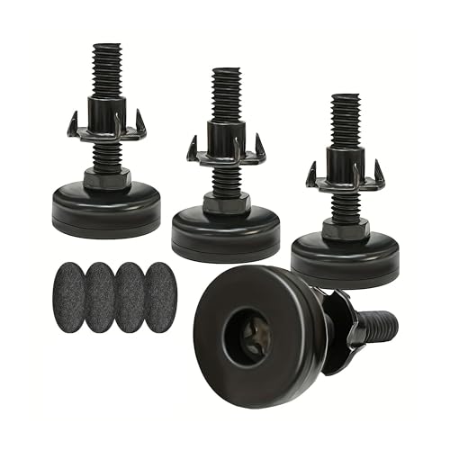 Heavy Duty Furniture Leveling Feet Adjustable Leg Levelers for Tables Chairs Cabinets Sofa, T- Nut Kit 3/8”-16 Thread, Large Base （4 Pack,Black）