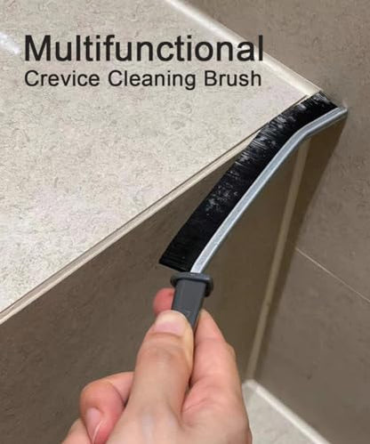 Crevice Cleaning Brush, Heavy-Duty Bristle Brushes for Compact Space Cleaning, Slim Gap Scrubbing Tool, Perfect for Kitchen Surfaces, Window Tracks, Bathroom Tiles & Faucets (BK 3 Pcs)