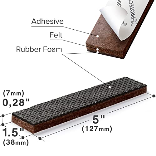 X-PROTECTOR Non-Slip Furniture Pads 8 PCS 1.5” x 5” - Rubber Furniture Grippers - Self-Adhesive Floor Protectors Grips for Furniture Feet! - size: 5 x 1.5 inch