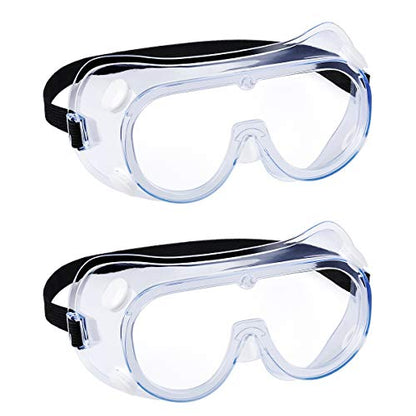 2 pack Safety Goggles, Adjustable,Lightweight Anti-Fog Protective Safety Glasses, Eye Protection, White - color: White
