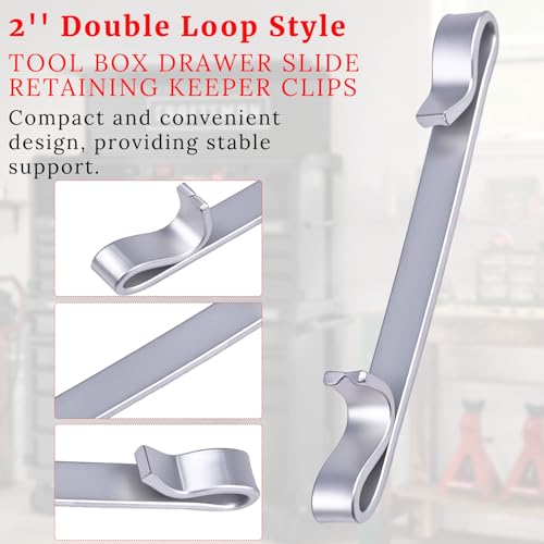 12Pcs Tool Box Drawer Slide Retaining Keeper Clips Fit for Napa Mac Matco Proto Sears Craftsman Tool Boxs Chest Clip Early 2'' Double Loop Pull Out Stop Style Tool Box Drawer Slides Replacement Parts - style: double-ended ring