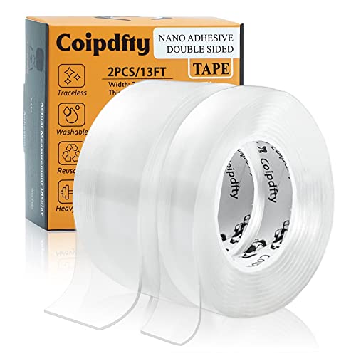 Double Sided Tape Heavy Duty for Wall Decor No Damage to Paint,Clear Removable Mounting Tape,Nano Two Sided Adhesive Tape,Picture Hanging Strips for Posters,Stickers -2Rolls(1.18in*6.5FT+0.39in*6.5FT) - color: 2Rolls(1.18in*6.5FT+0.39in*6.5FT)