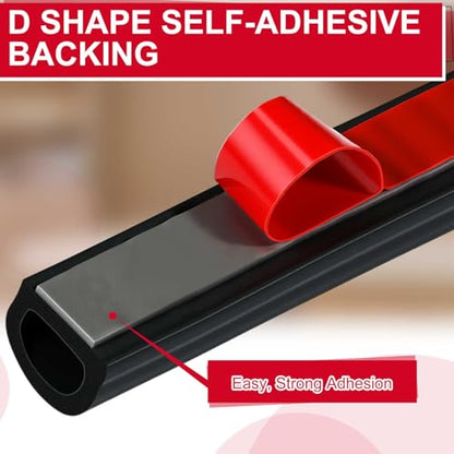 Pangda 25Ft D Shape Rubber Weather Stripping Foam Self-Adhesive EPDM Door Seal Strip for Noise Reduction Waterproof Dustproof for Cars Boats Truck RVs Windows Doors (3/8" W × 1/4" H) - size: 25ft L, style: 3/8" W × 1/4" H