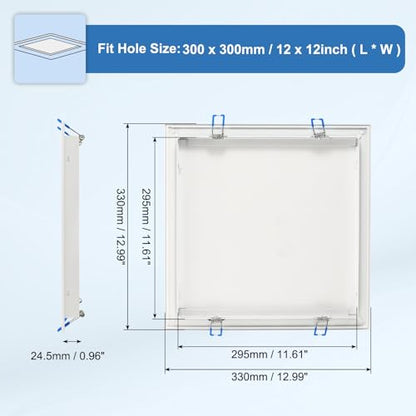 uxcell Square Ceiling Cover Plate, Recessed Lights Hole Trim Plate Wall Hole Spring Mount Decorative Flat Cap Access Panel for Ceiling or Wall 12x12 Inch Openings, Matte White - size: Fits: 12x12inch(300x300mm)