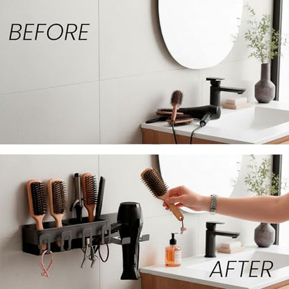 Hair Dryer Holder Wall Mounted - Hair Dryer Organizer - Bathroom Wall Storage - Blow Dryer Holder Wall Mounted - Hair Tool Organizer