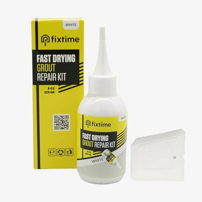 Grout Repair Kit - White Grout Filler Tube - Grout Crack Repair, Premixed Grout Filler Repair, Fast Drying Grout Sealer for Floor Tile - Spatula Included (White, 8oz) - style: WHITE