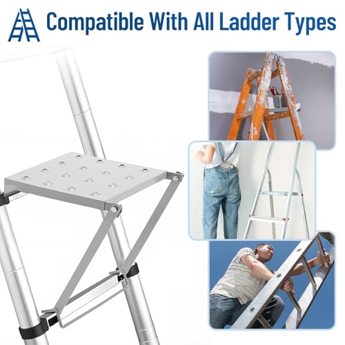 LEIFIDE 1 Pcs Ladder Work Platform – 400 Lbs Heavy Duty Non-Slip Platform Tray, Stable Standing Surface for Painters, DIY & Home Projects – Quick Install, Space Saving, Fit for Most Ladder