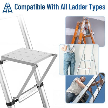 LEIFIDE 1 Pcs Ladder Work Platform – 400 Lbs Heavy Duty Non-Slip Platform Tray, Stable Standing Surface for Painters, DIY & Home Projects – Quick Install, Space Saving, Fit for Most Ladder