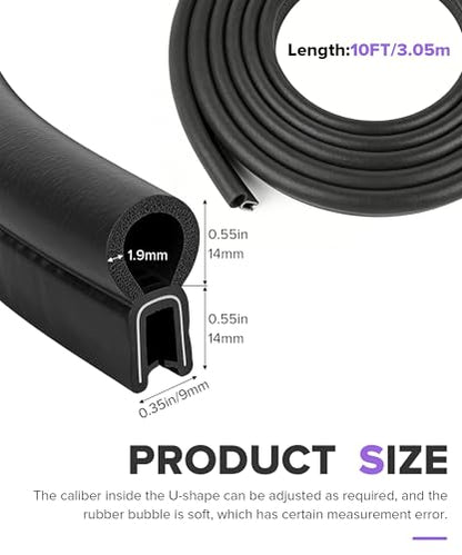 Rubber Seal Strip,Car Weather Stripping,Car Accessories Car Door Seal Strip with Top Bulb,Automotive Weather Stripping,Suitable for All Kinds of Vehicles,Trucks,Trailers,Trains,Ships (10Ft) - color: 10Ft
