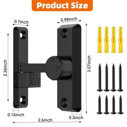 Barn Door Latch, 90/180 Degree Latch, Protect Privacy - Zinc Sliding Latches, Door Security Hardware for Bathrooms, Garages, Bedrooms, Fences, Cabinets (Black-2) - color: Black-2